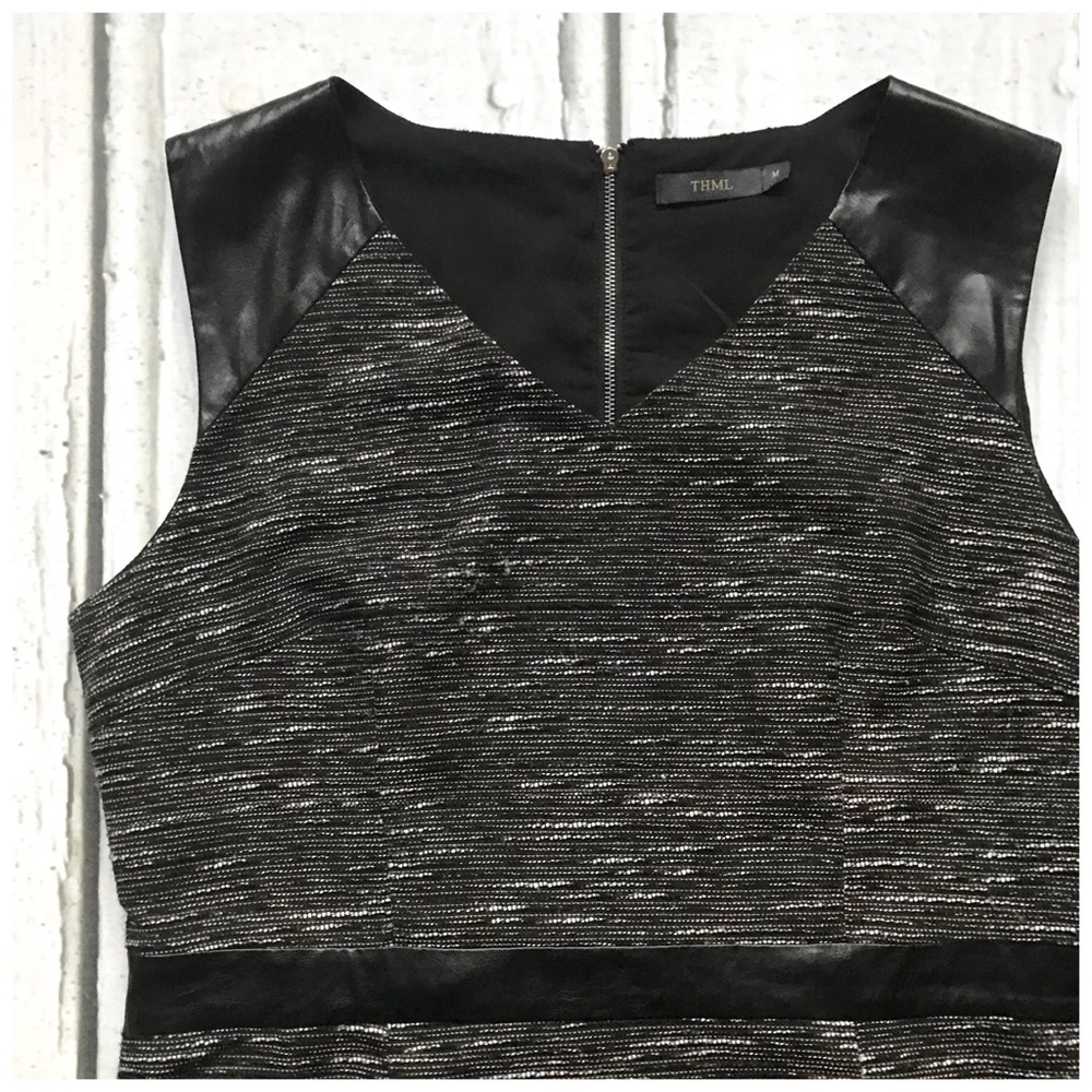 THML textured dress with faux leather accents - Picture 2 of 2